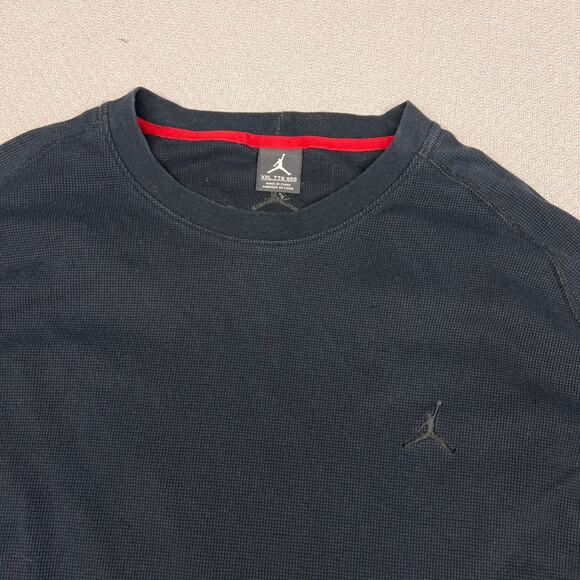 Air Jordan Shirt Mens 2XL Black Thermal Waffle Knit Crew Neck Pullover Tee - Picture 3 of 8